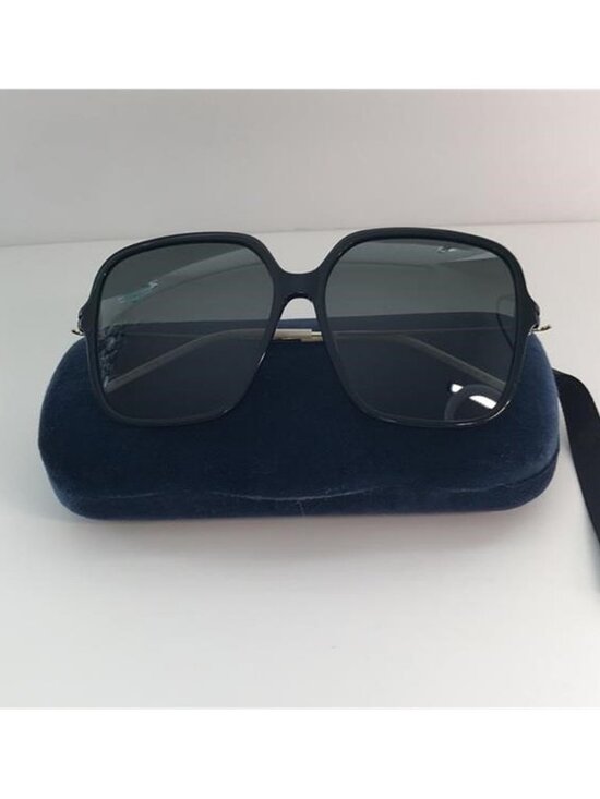 New Gucci GG1267S 001 Sunglasses Women\'s Black/Gold/Grey Gradient 60-15-145